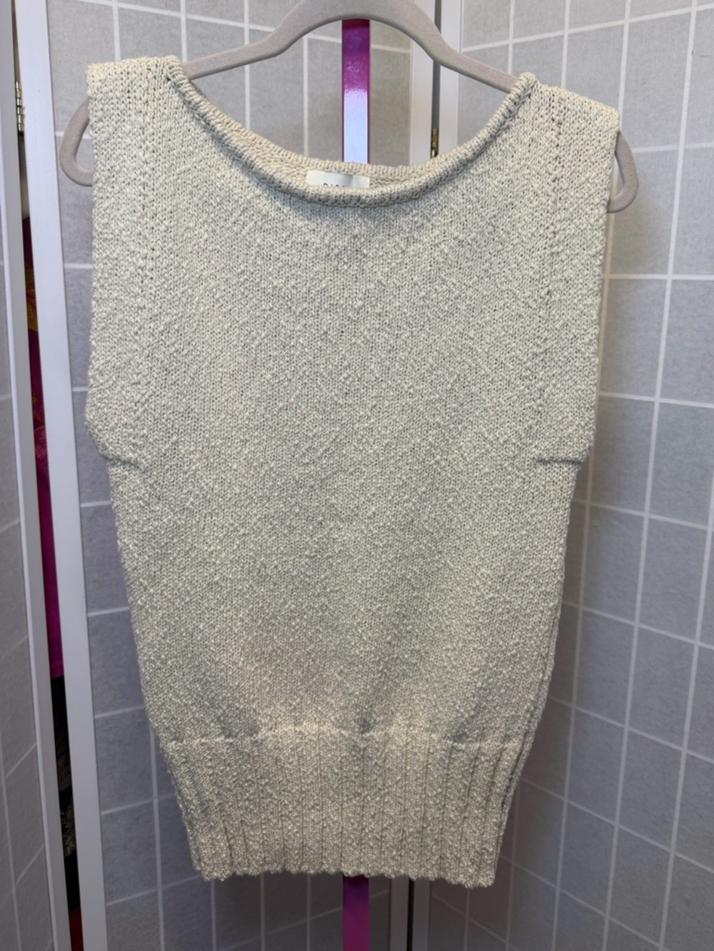 DISSH Cream Textured Knit Sweater vest
